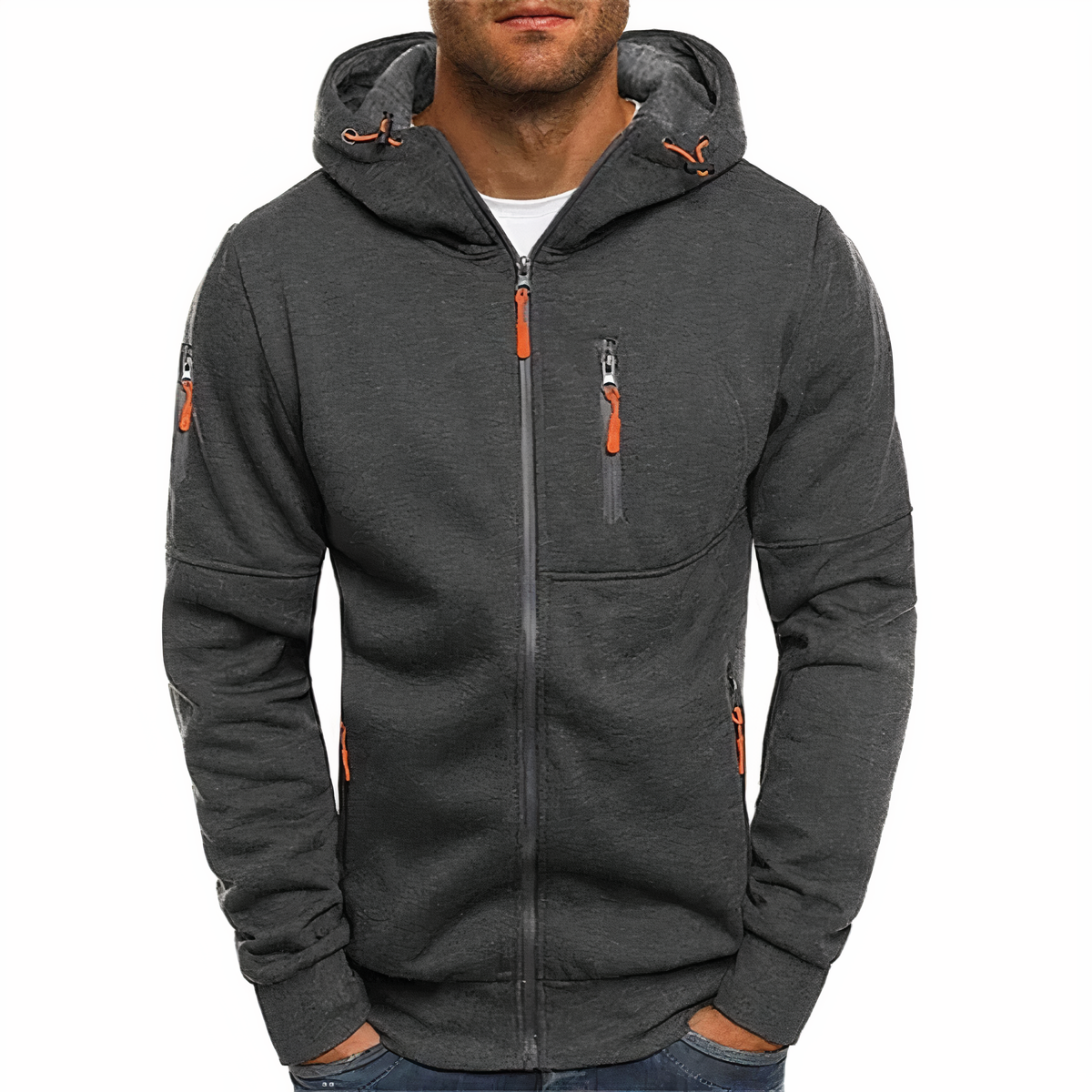 Bluza męska rozpinana z kapturem i kieszeniami na zamek