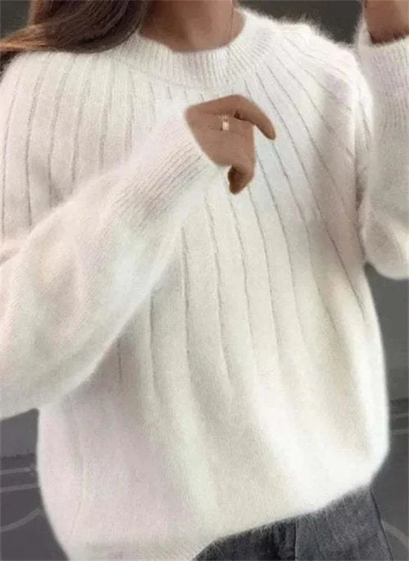 Sweter kaszmirowy damski z długim rękawem