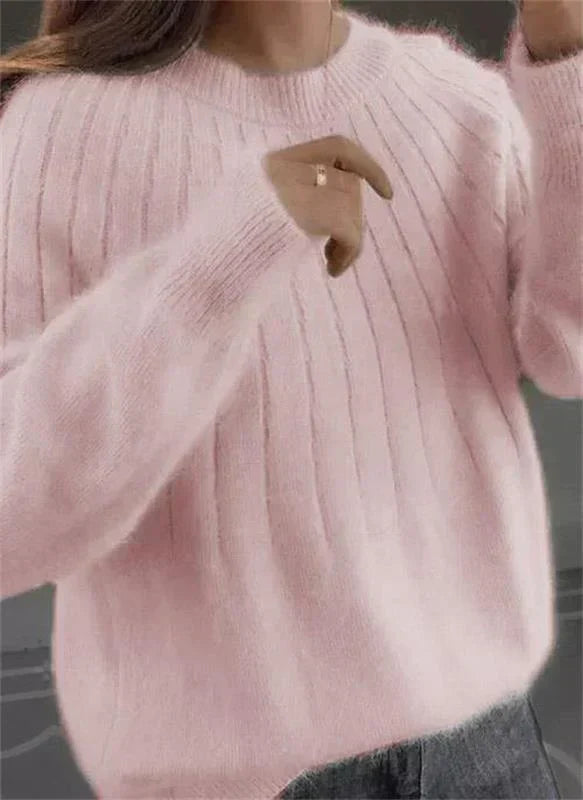 Sweter kaszmirowy damski z długim rękawem