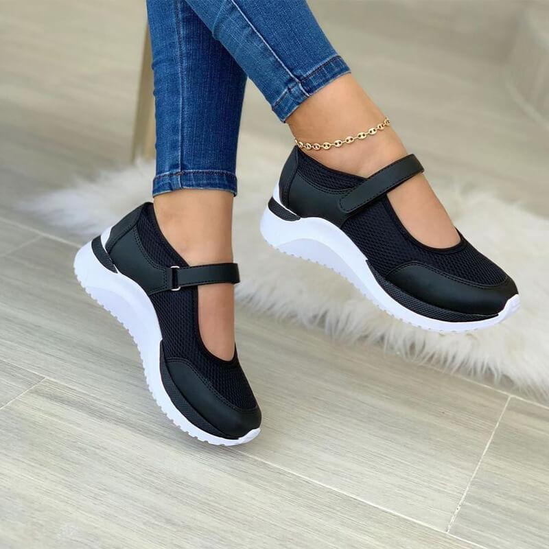Sneakersy Damskie Mary Jane Na Platformie Na Rzepy