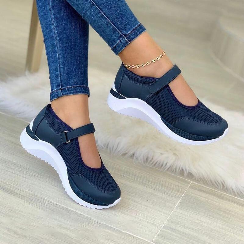 Sneakersy Damskie Mary Jane Na Platformie Na Rzepy