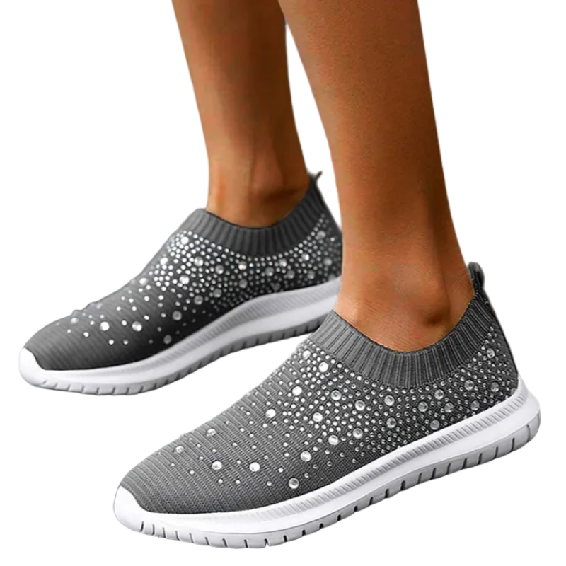 Sneakersy Damskie Wsuwane Slip On Z Cyrkoniami