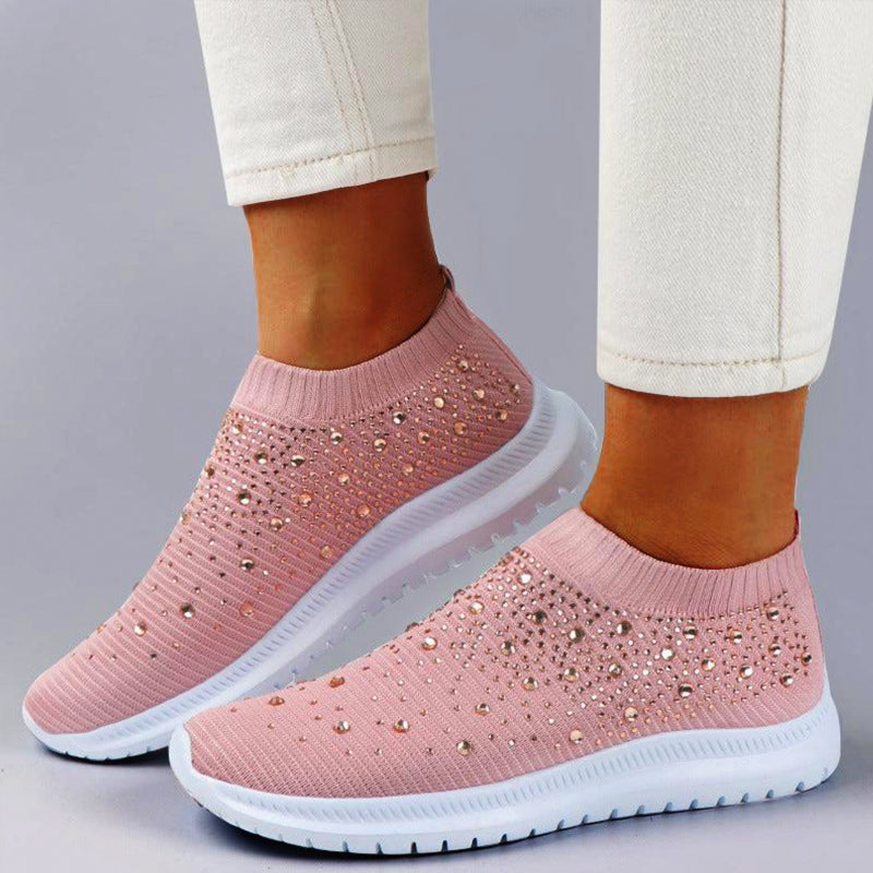 Sneakersy Damskie Wsuwane Slip On Z Cyrkoniami