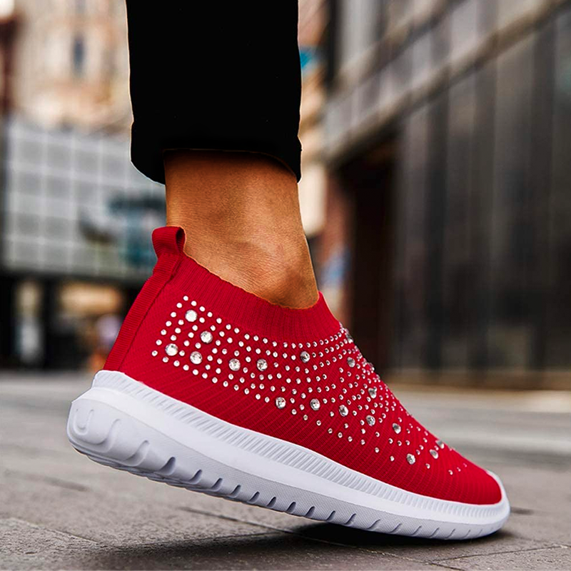 Sneakersy Damskie Wsuwane Slip On Z Cyrkoniami