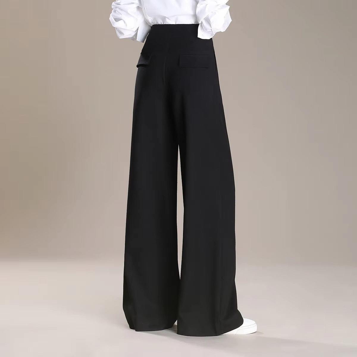 Spodnie Damskie o Szerokich Nogawkach z Kieszeniami