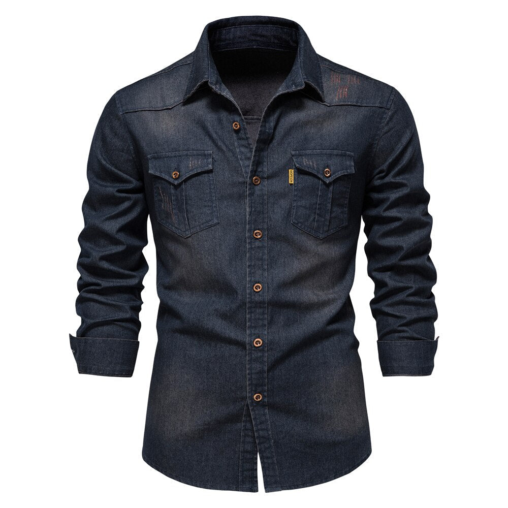 Koszula jeansowa męska slim fit ze stretchem