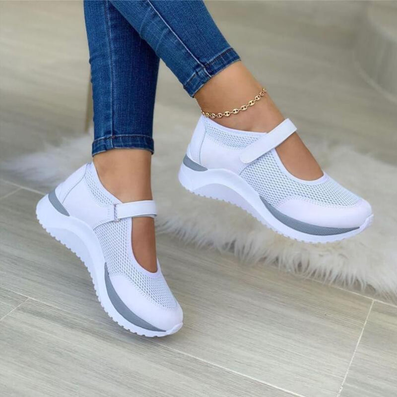 Sneakersy Damskie Mary Jane Na Platformie Na Rzepy