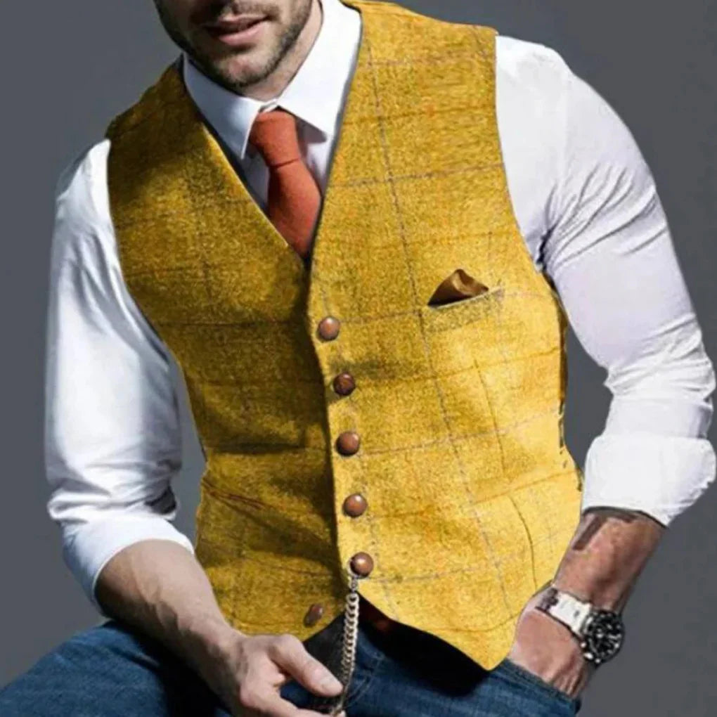 Kamizelka męska garniturowa w stylu vintage