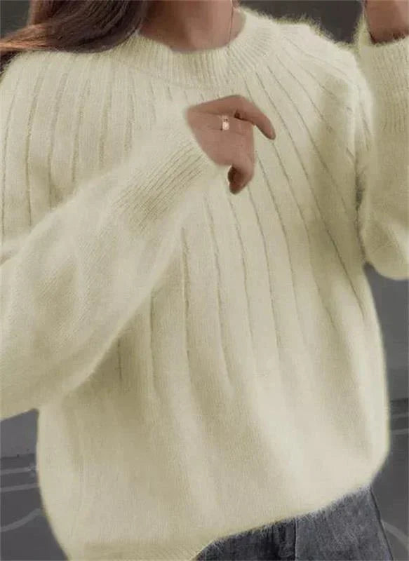 Sweter kaszmirowy damski z długim rękawem