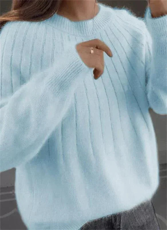 Sweter kaszmirowy damski z długim rękawem