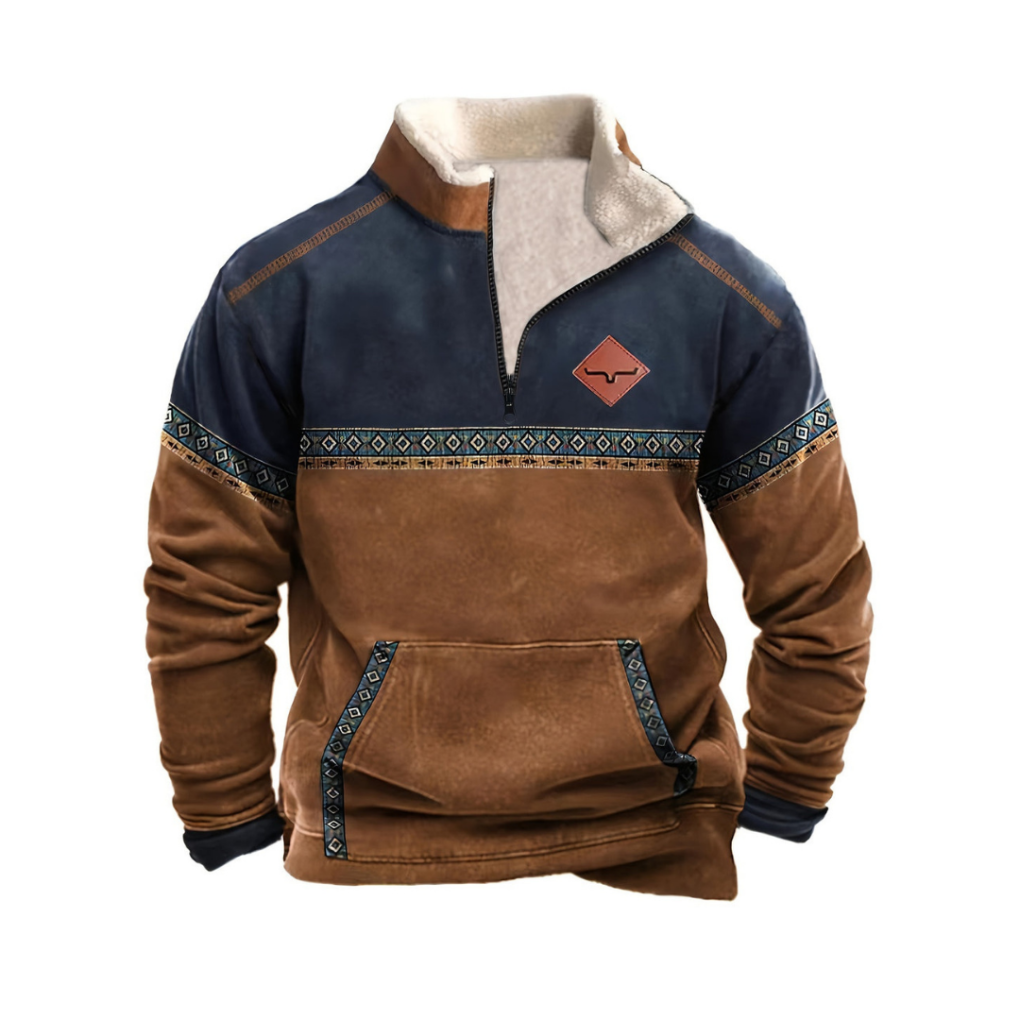 Bluza męska ze stójką i kieszenią kangurką