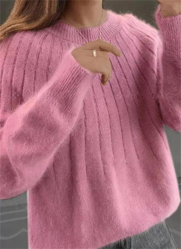Sweter kaszmirowy damski z długim rękawem
