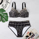 Damskie Bikini Push-Up z Wysokim Stanem Wzorzyste Strój Kąpielowy