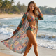 Damskie Bikini w Kwiaty z Wysokim Stanem z Narzutką Strój Kąpielowy