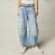 Damskie Jeansy Baggy z Przeszyciami Cropped