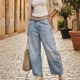 Damskie Jeansy Balloon Szerokie Spodnie Wide Leg Długie