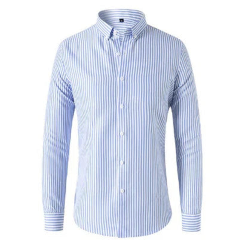 Koszula Męska w Paski Slim Fit Długi Rękaw