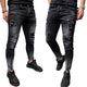 Męskie Jeansy Skinny z Dziurami z Przetarciami Spodnie Jeansowe