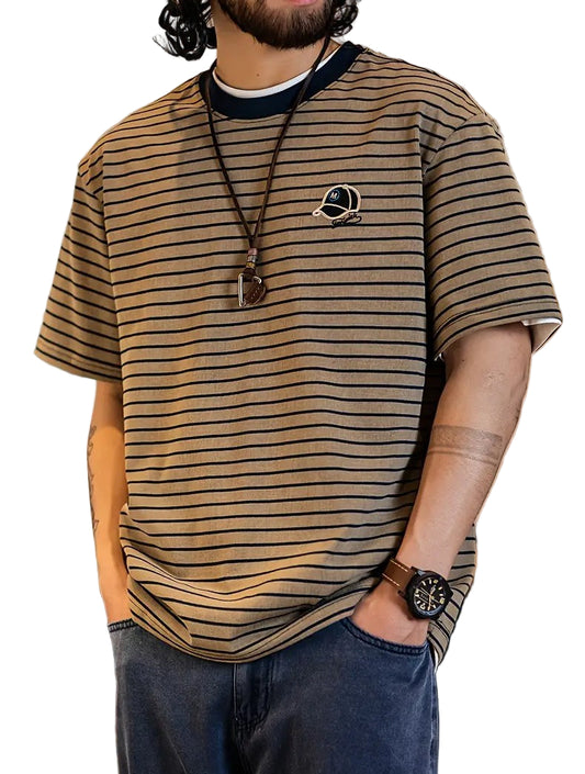 Męska Koszulka z Krótkim Rękawem w Paski