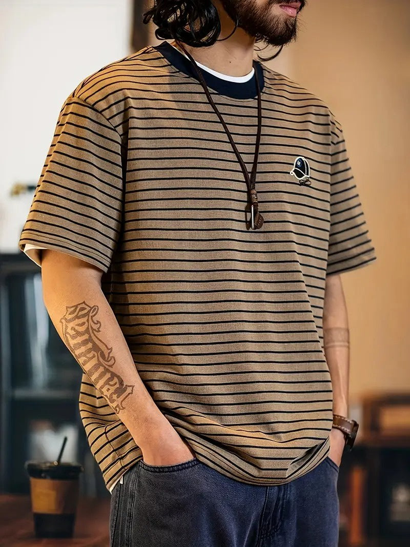 Męska Koszulka z Krótkim Rękawem w Paski