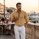 Męska Koszula z Długim Rękawem na Lato Slim Fit