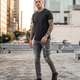 Męskie Jeansy Skinny z Zamkami z Przetarciami Spodnie Jeansowe