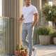 Męskie Spodnie w Kratę Slim Fit Casual