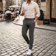 Męskie Spodnie w Kratę Slim Fit Casual