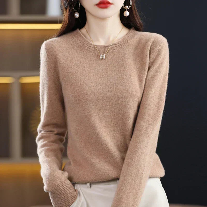 Sweter kaszmirowy damski z okrągłym dekoltem
