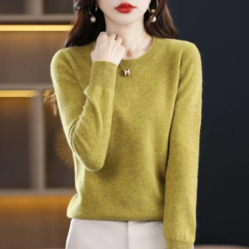 Sweter kaszmirowy damski z okrągłym dekoltem