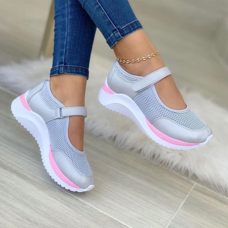 Sneakersy Damskie Mary Jane Na Platformie Na Rzepy