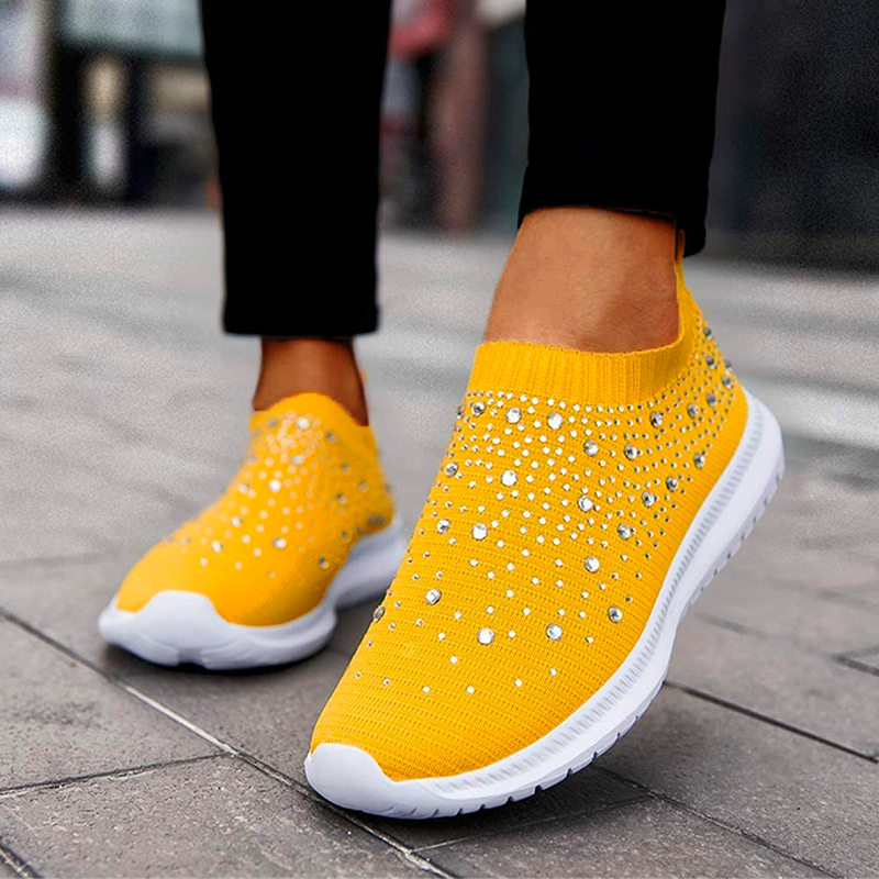 Sneakersy Damskie Wsuwane Slip On Z Cyrkoniami