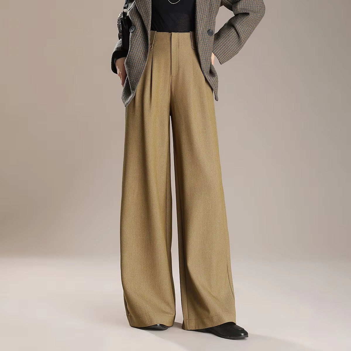 Spodnie Damskie o Szerokich Nogawkach z Kieszeniami