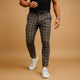 Spodnie garniturowe męskie w kratę slim fit