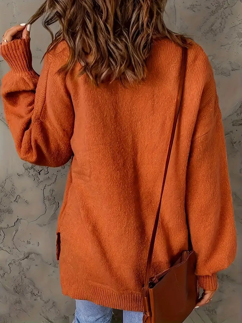 Sweter Damski z Kieszenią na Klatce Piersiowej