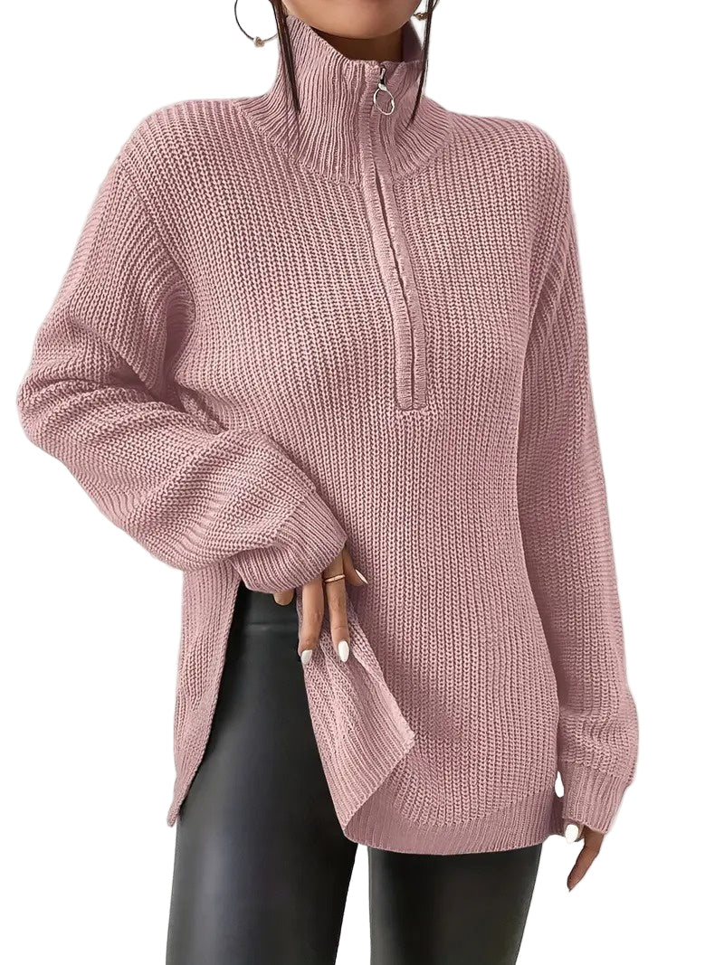 Sweter Damski z Półzamkiem