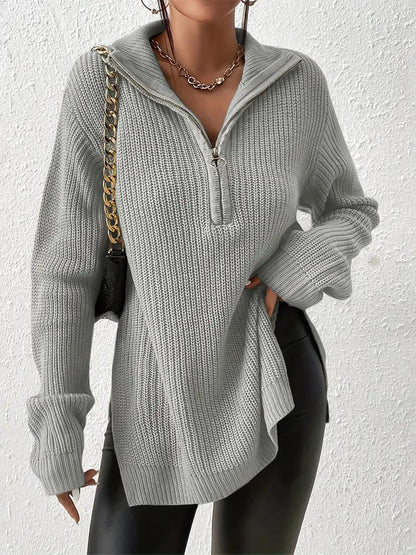 Sweter Damski z Półzamkiem