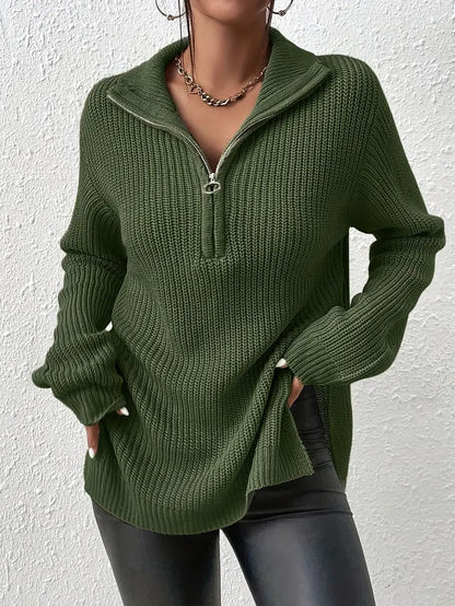 Sweter Damski z Półzamkiem