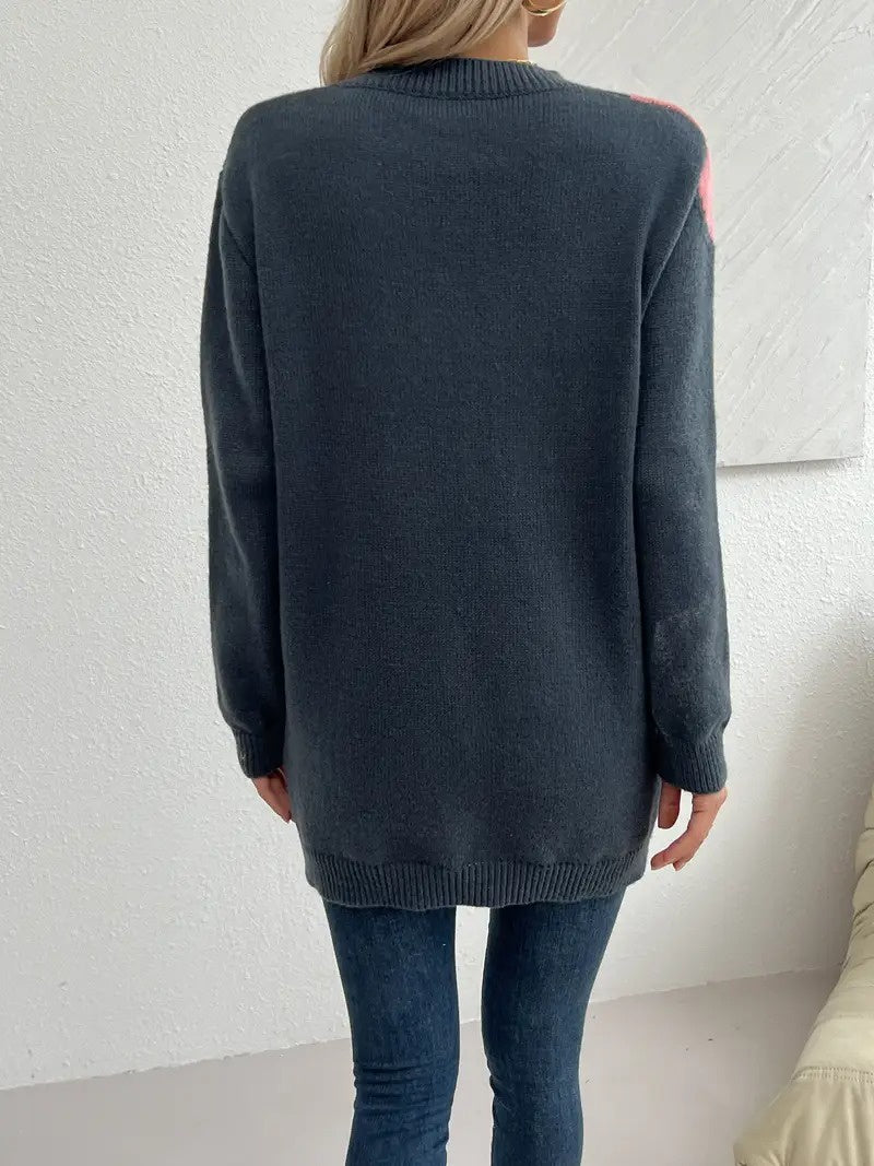 Sweter Damski z Wzorem Kwiatowym