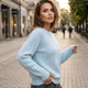 Sweter Damski Moherowy Oversize Okrągły Dekolt