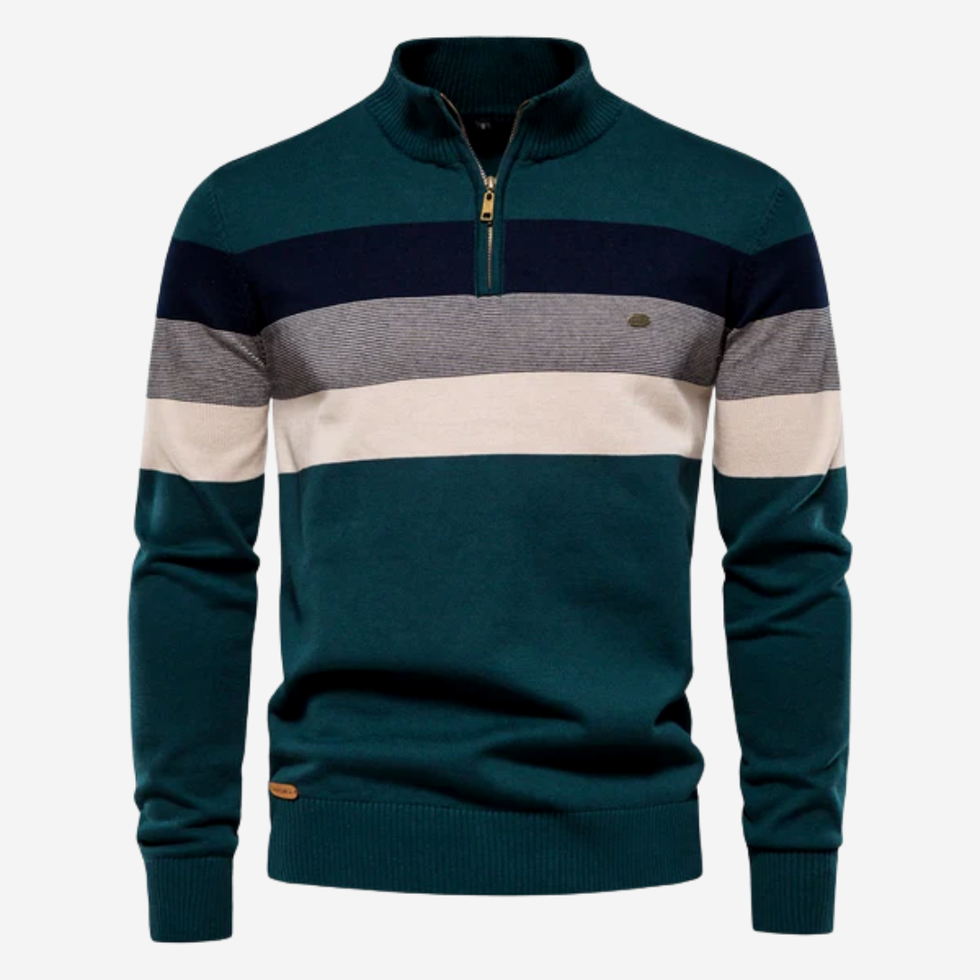 Sweter Męski Rozpinany ze Stójką W Paski