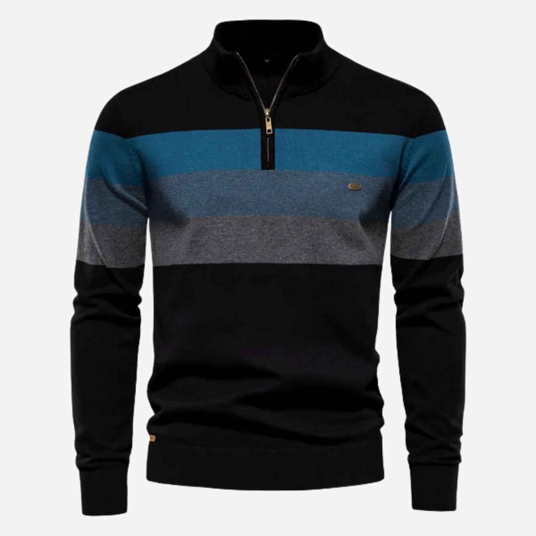 Sweter Męski Rozpinany ze Stójką W Paski