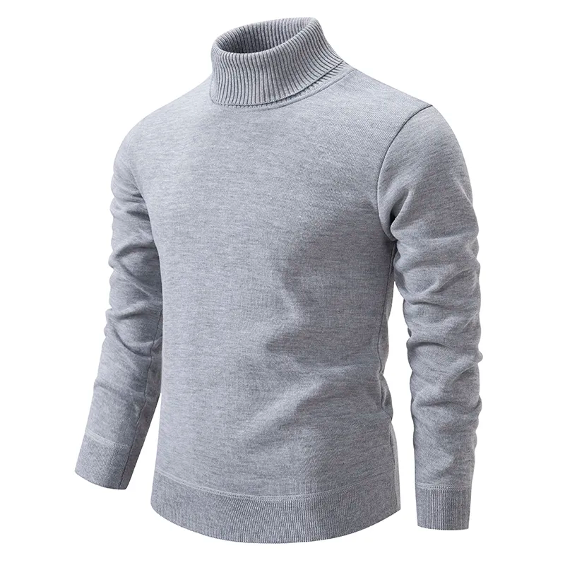Sweter Męski z Golfem Slim Fit Długi Rękaw