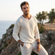 Sweter Męski w Serek Oversize Długi Rękaw