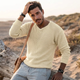 Sweter Męski w Serek Oversize Długi Rękaw