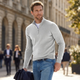 Sweter Męski ze Stójką Rozpinany Slim Fit Na Suwak