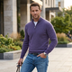 Sweter Męski ze Stójką Rozpinany Slim Fit Na Suwak
