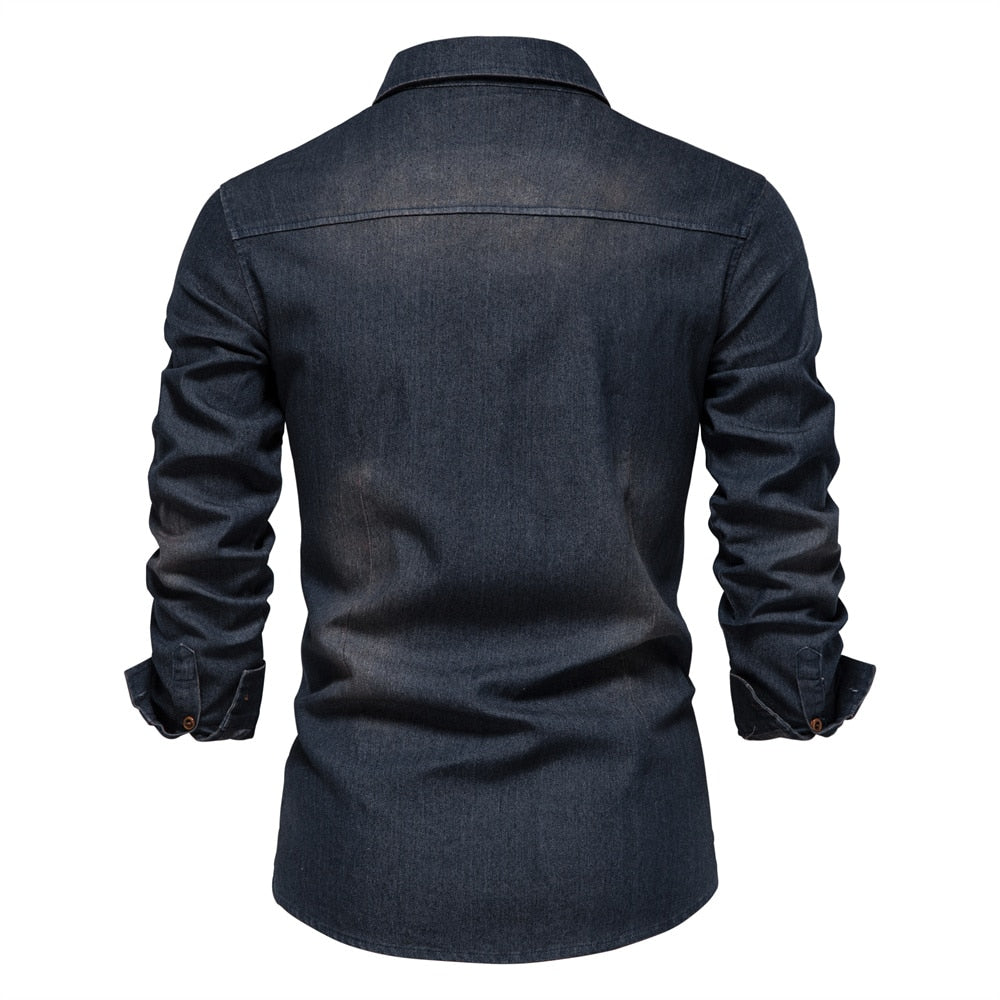 Koszula jeansowa męska slim fit ze stretchem