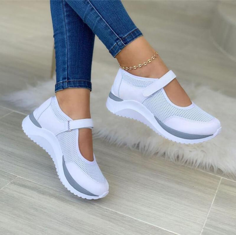 Sneakersy Damskie Mary Jane Na Platformie Na Rzepy